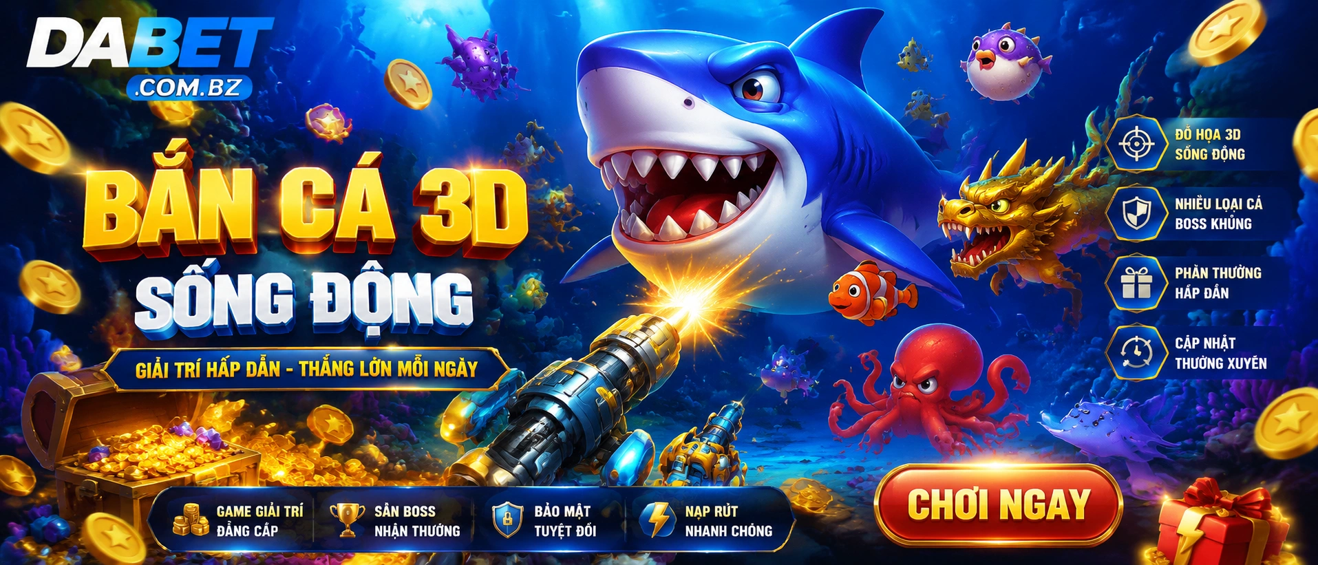 Bắn Cá Jackpot với giao diện arcade sáng rõ