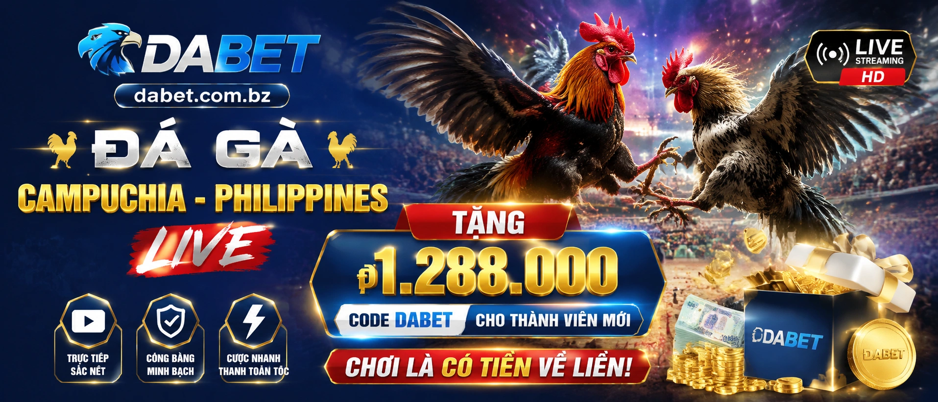 Đá Gà Trực Tiếp trên giao diện mobile của dabet.com.bz
