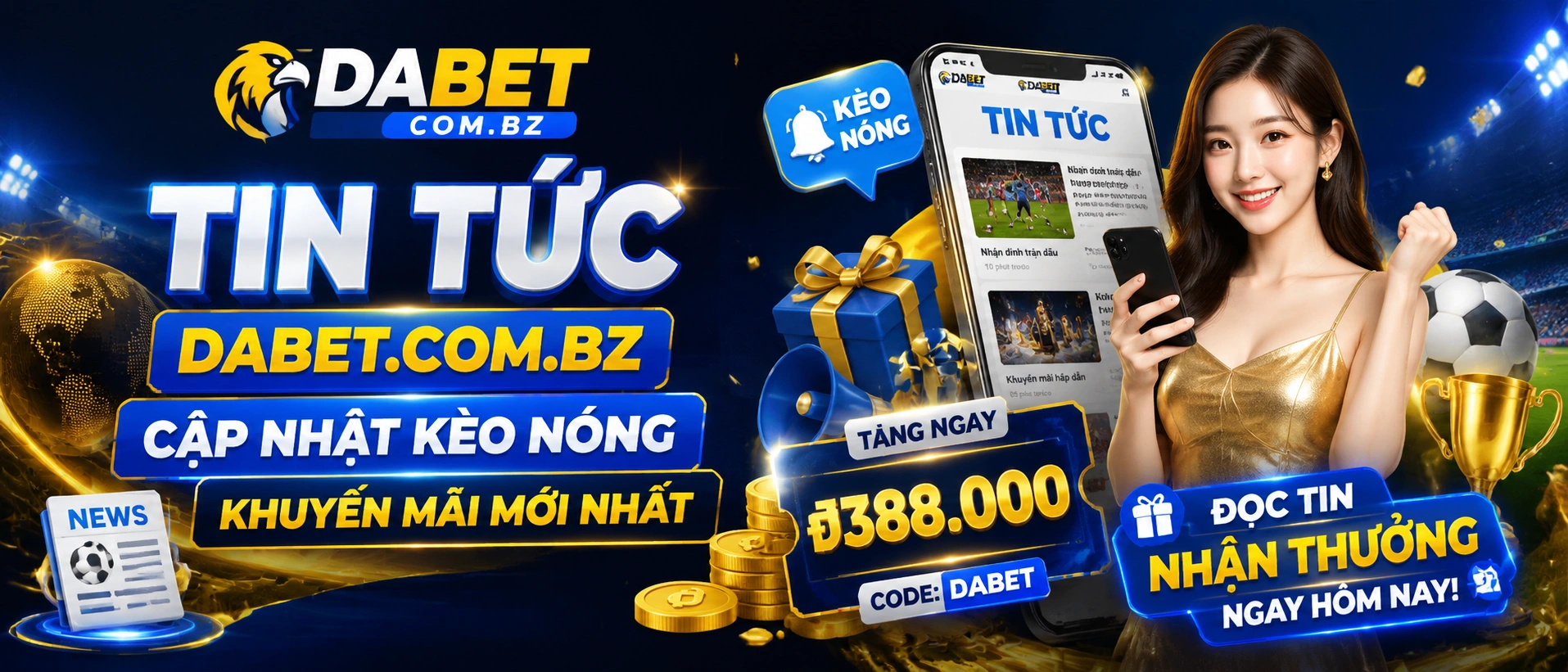 Giao diện tin tức Dabet trên điện thoại với các mục cập nhật nổi bật